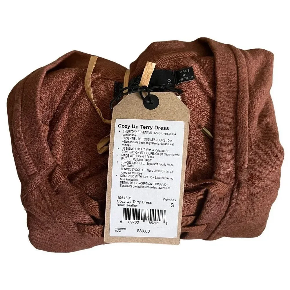 NWT prAna Cozy Up Terry Dress Roux Heather S